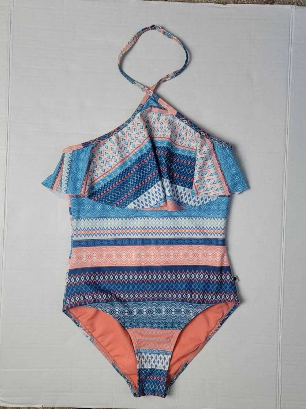Lucky Brand Girls One Piece Swimsuit Geometric Print Size M 8/10 NWT